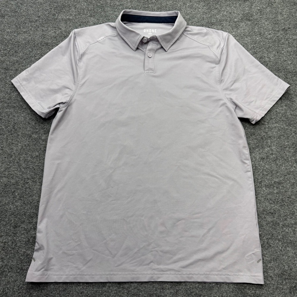 Rhone Delta Pique Polo Shirt Mens Medium Gray Short Sleeve Performance Golf M